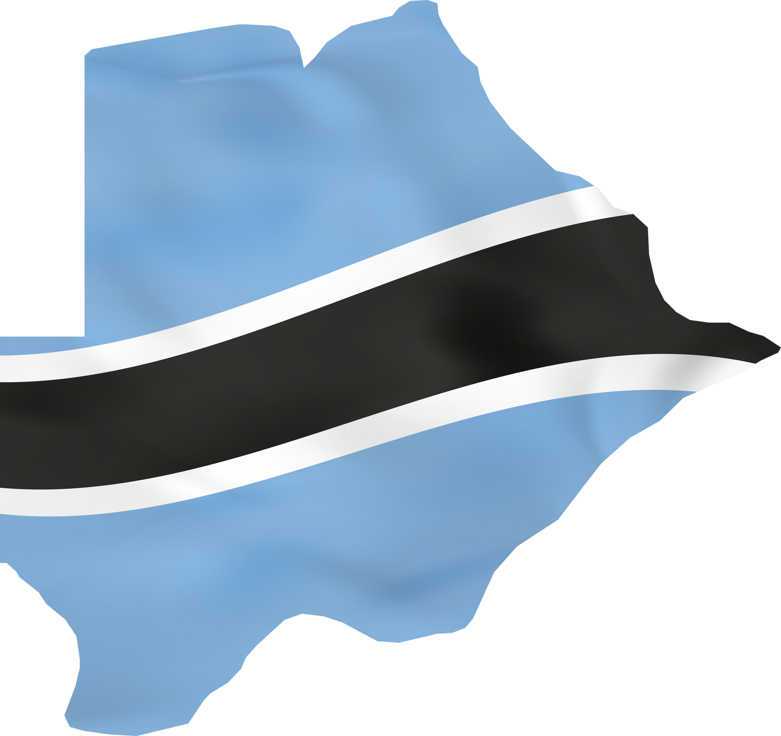 Botswana map with waving flag.